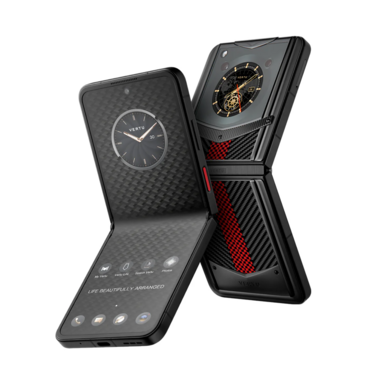 Touch phone IRONFLIP with carbon texture by Vertu