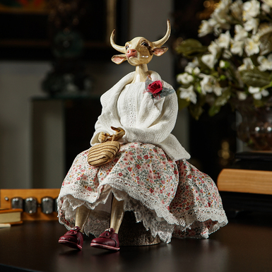 Handmade doll "Dreamer Cow" (height 35 cm)