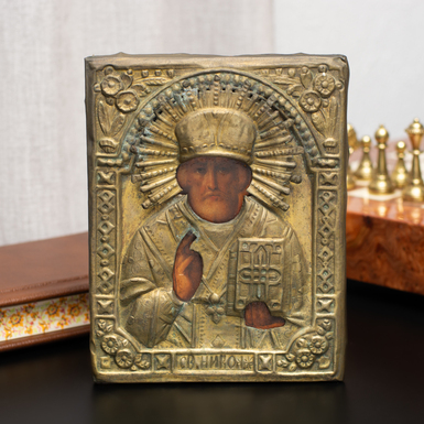 Стародавня ікона Святого Миколая Чудотворця останньої чверті 19 століття (без реставрації), центральні регіони Православ'я