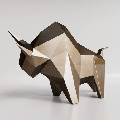 Полигональная скульптура из нержавеющей стали "Bronze bull" (70 кг)