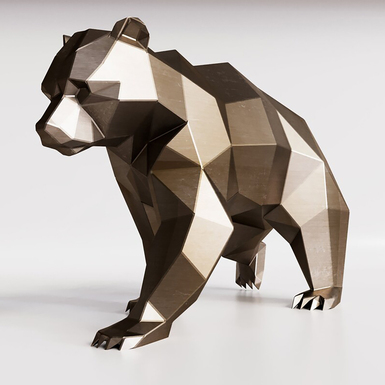 Полигональная скульптура из нержавеющей стали "Bronze bear" (80 кг)