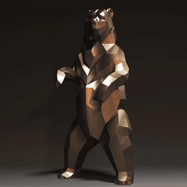 Полигональная скульптура из нержавеющей стали "Golden bear" (110 кг)