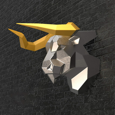 Полигональная скульптура из нержавеющей стали "Silver bull" (14 кг)