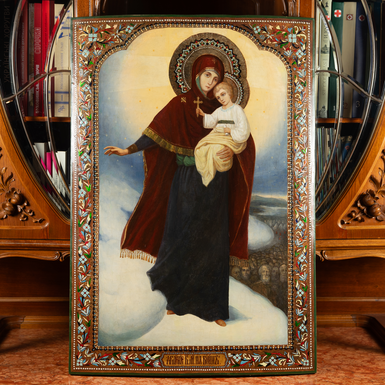 Антикварна ікона "Явлення Пресвятої Богородиці на війні", Україна, 1914-1917 рр.