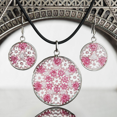 Набор украшений из муранского стекла "Flowerly"