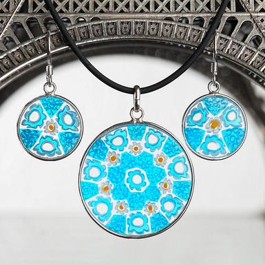 Набор украшений из муранского стекла "Сerulean"