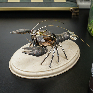 Серебряная статуэтка "Рак" с жемчугом