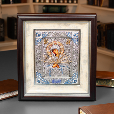 Икона Божией Матери «Семистрельная» с позолотой и посеребрением