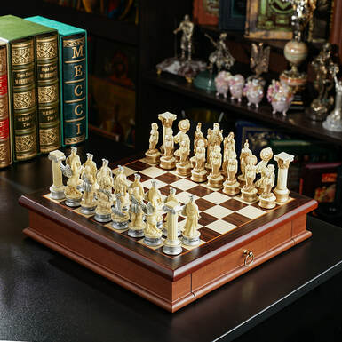 Шахматный набор "Poseidon" с деревянной доской и вручную расписанными тематическими фигурками от ITALFAMA