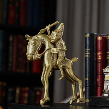 Коллекционная винтажная статуэтка из бронзы "Воин на коне", Бенин