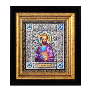 Икона "Апостол Павел" из меди, камней, эмали, серебрения и позолоты