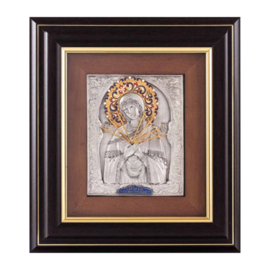 Ключница "Семистрельная икона Богоматери" из меди, дерева, эмалей, с позолотой и посеребрением