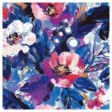 Платок из шелка "Синие цветы" от FAMA (лимитированная коллекция, 65х65 см)