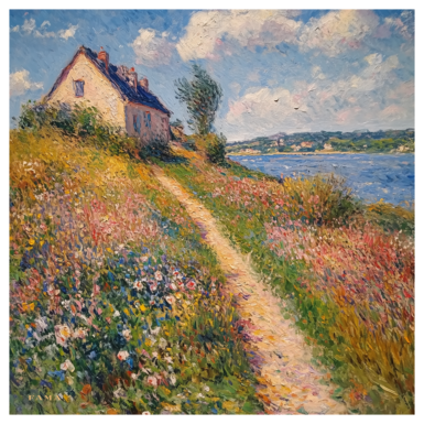 Платок из шелка по мотивам художника-импрессиониста Ренуара «Твой путь, твое вдохновение» от FAMA (лимитированная коллекция, 65х65 см)