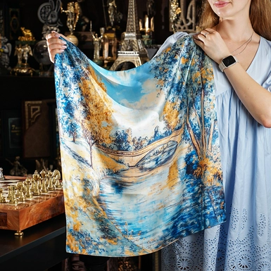 Платок из шелка по мотивам художника-импрессиониста Сислея от FAMA (лимитированная коллекция, 65х65 см)