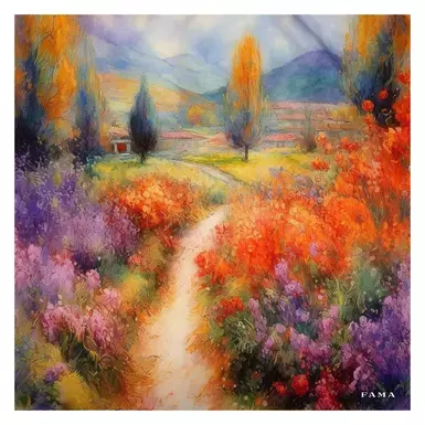 Шелковый платок по мотивам картины Клода Моне «Путь к Счастью» от FAMA  (лимитированная коллекция, 130х130 см)