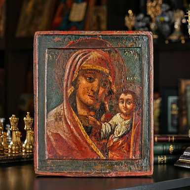 Старинная икона Казанской Божией Матери последней четверти 18 века, центральные регионы православия