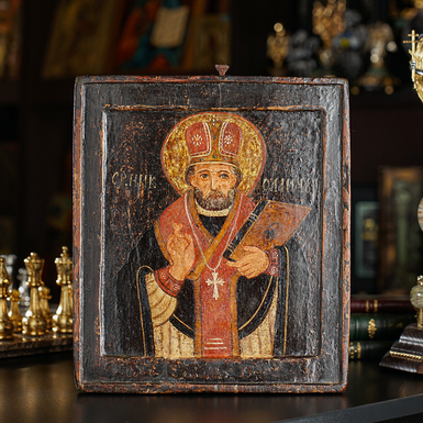Старинная икона Николая Чудотворца середины 18 века, Черниговщина