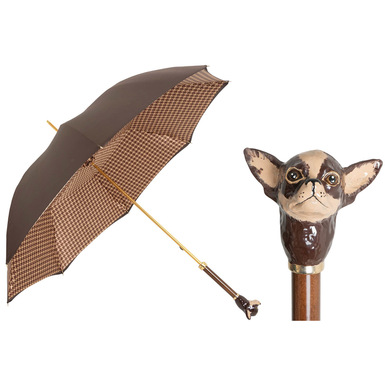Зонт-трость с ручкой из эмалированной латуни "Chihuahua" от Pasotti