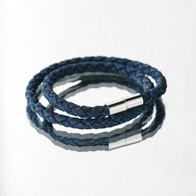 Замшевый мужской браслет "Urban Knot" от Skultuna (синий) (размер L)