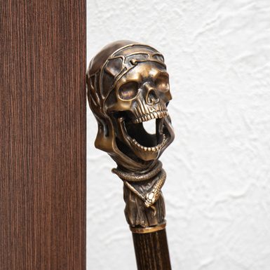 Трость "Skull" ручной работы из бронзы и ольхи