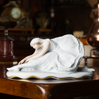 Фарфоровая статуэтка с ручной росписью "Умирающий лебедь", автор Л. Холцер-Дефанти, 1919 год от Rosenthal