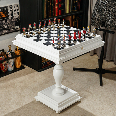 Шахматный стол "Bonaparte" с деревянной доской ручной работы и металлическими фигурками от ITALFAMA