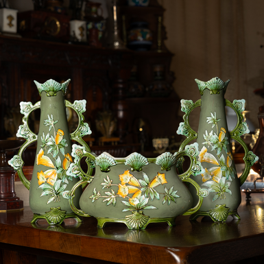 Керамические вазы и чаша "Море", Франция, 1850-1899 годы