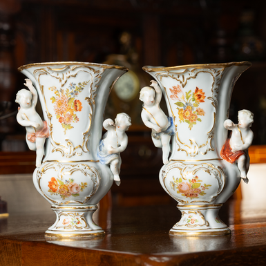 Пара фарфоровых ваз "Jardin Royal", Франция