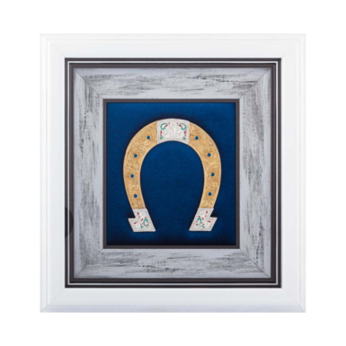 Коллаж "Подкова" из меди, посеребрения, позолоты, эмали и камней