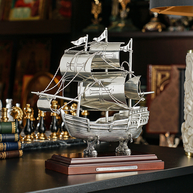 Оловянная модель парусного судна Каравелла 15-го века от Freitas & Dores