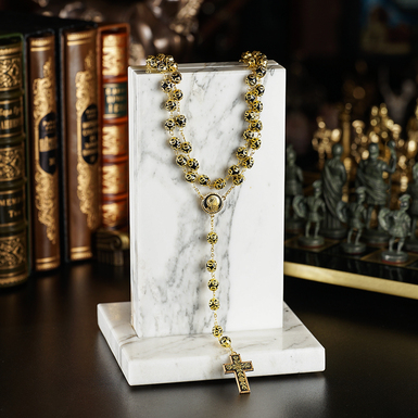 Чотки "Миротворчий хрест" з дамаської сталі та позолоти від Anframa (великі)