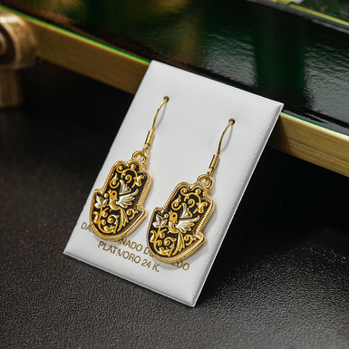 Серьги "Birds" из дамасской стали и позолоты от бренда Anframa