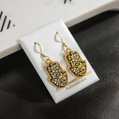 Сережки "Flora" з дамаської сталі та позолоти від бренду Anframa