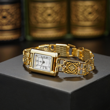 Наручные часы "Ornament" из дамасской стали и позолоты от бренда Anframa