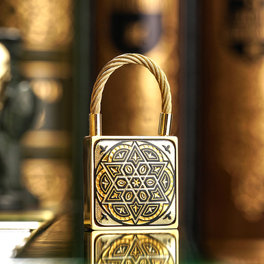 Брелок "Epiphany" от бренда Anframa из дамасской стали и позолотой