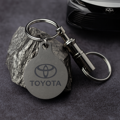 Титановый брелок "Toyota" со швейцарским карабином "Victorinox"