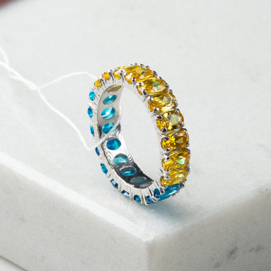 Серебряное кольцо с фианитами "Ukrainian tradition"