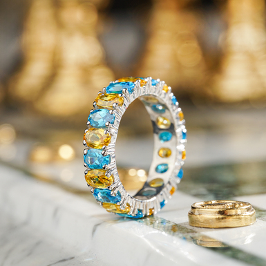 Серебряное кольцо с фианитами "Ukrainian Harmony"