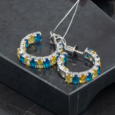 Серебряные серьги с фианитами "Freedom"