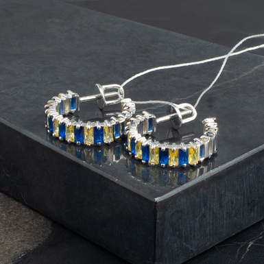 Серебряные серьги с фианитами "Ukrainian melody"