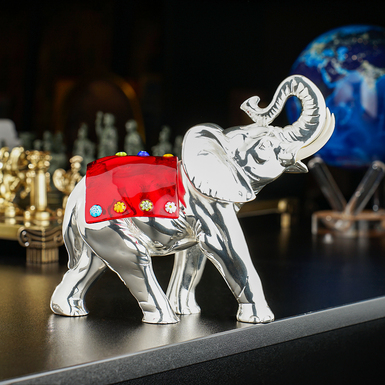 Статуетка "Слон з бивнями" з мармурової крихти та срібла 925 проби від Exetera Argenti