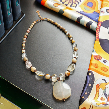 Ожерелье "Нежность" 1-рядное из агата, яшмы, кварца, хрусталя