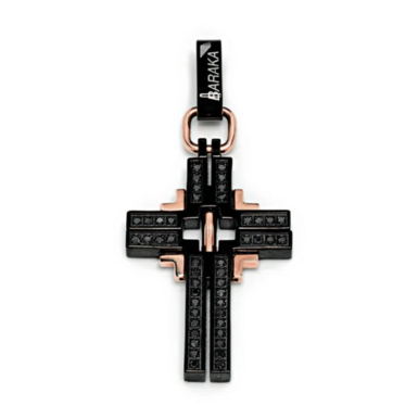 Стальной крестик с розовым золотом и бриллиантами "Fede" от Baraka