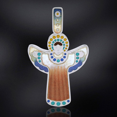 Серебряная подвеска с ювелирной эмалью "Небесный защитник" от Lobortas