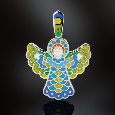 Серебряная подвеска "Посланник неба" с ювелирной эмалью от Lobortas