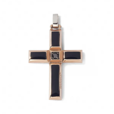 Золотий хрестик з чорними діамантами "Umbra" від Baraka
