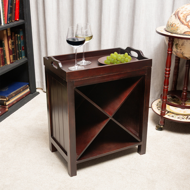 Деревянный винный шкафчик-стеллаж для хранения бутылок с подносом от Nitsche