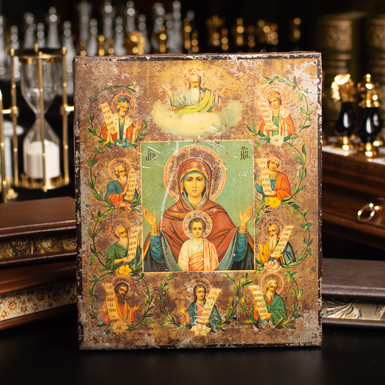 Старинная икона Курской-Коренной Божией Матери 30 апреля 1898 года, фабрика Жако (без реставрации)