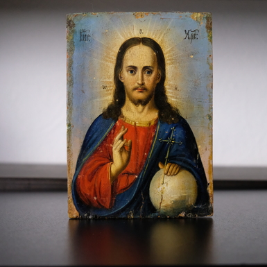 Старовинна ікона Ісуса Христа кінця 19 століття, Кіровоградщина (без реставрації)